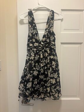 Abercrombie & Fitch Black Mini Dress with Cream Floral Print